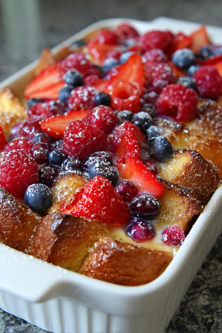 Baked berry French Toast Casserole sliced