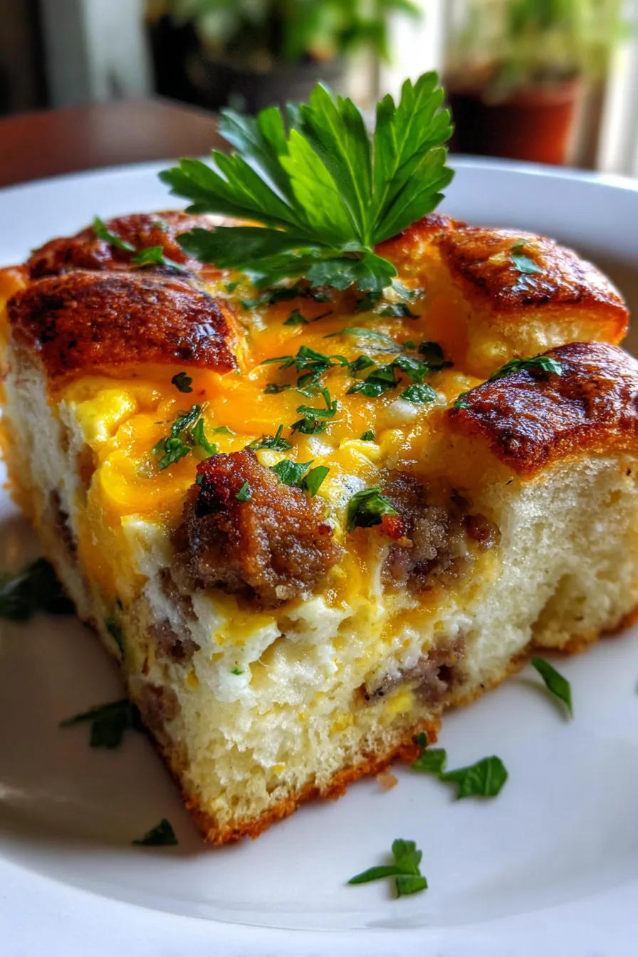 Freezer-Friendly Sausage Egg and Cheese Breakfast Casserole-texture-closeup