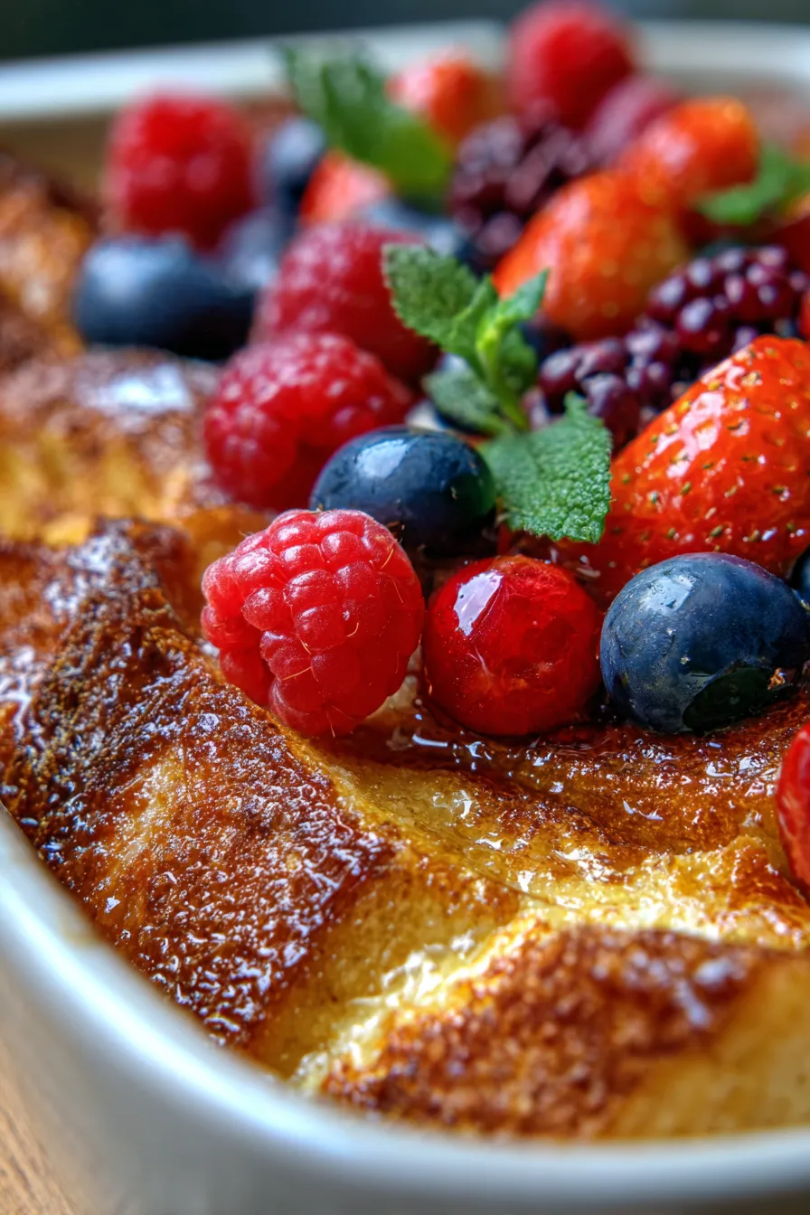 Overnight Croissant French Toast Bake-custard-soaked-interior