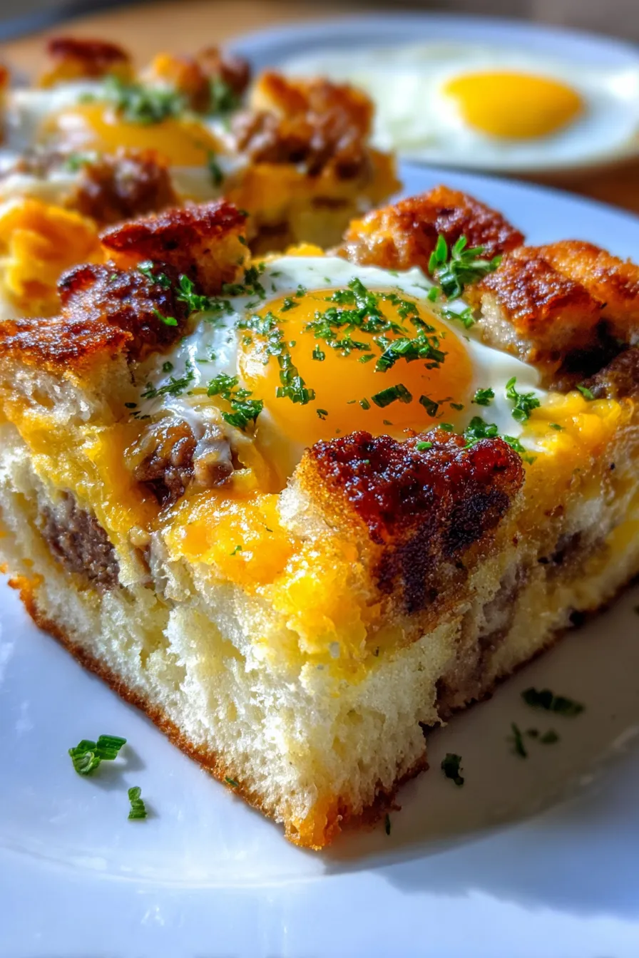 Sausage Egg and Cheese Breakfast Casserole-golden-brown