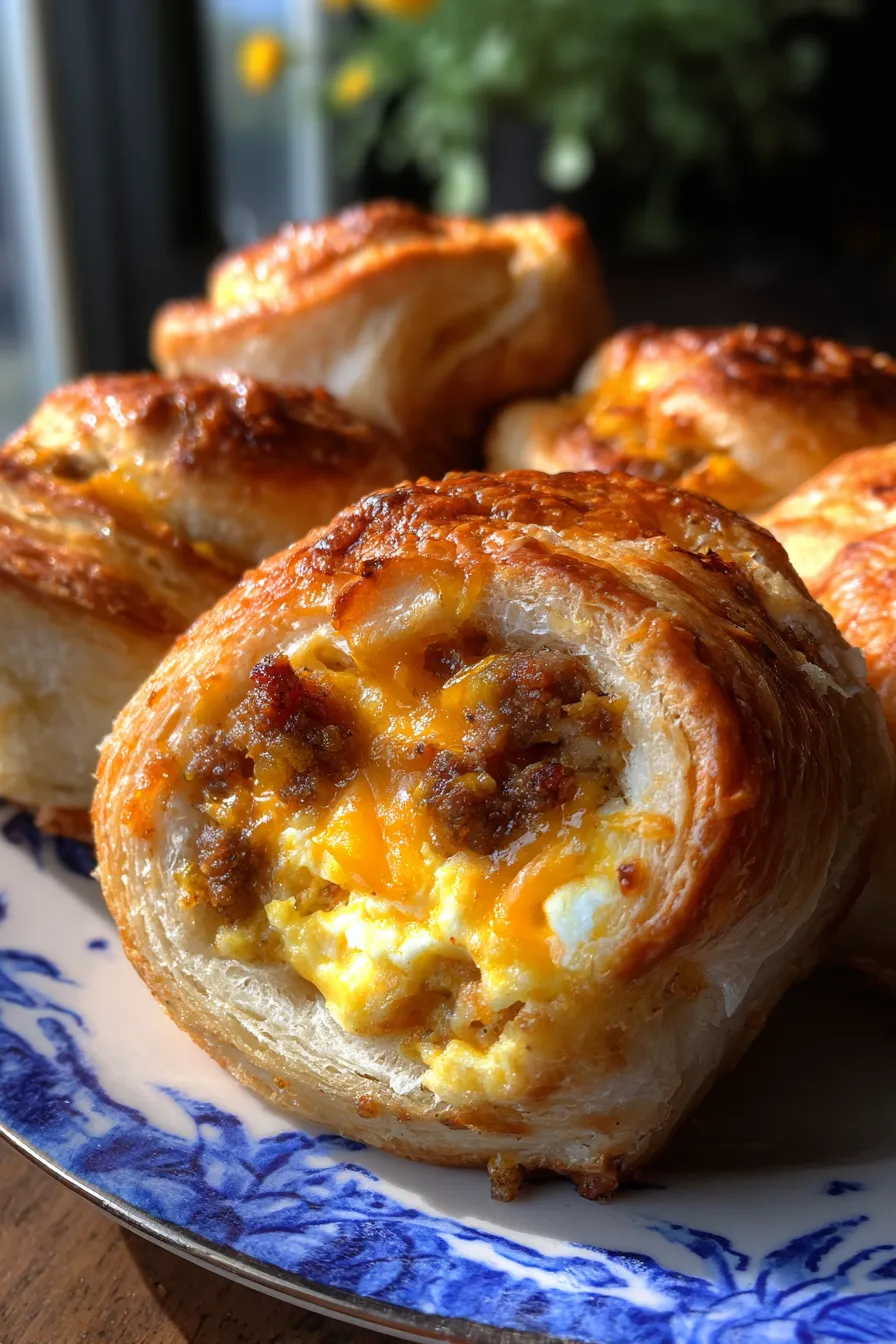 Sausage Egg and Cheese Breakfast Rolls-baking-sheet-golden