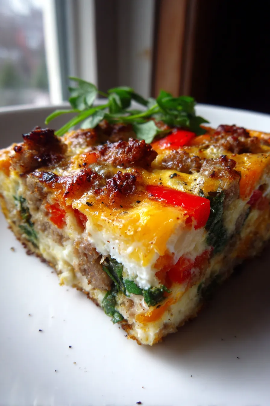 Simple Breakfast Egg Bake-slice-serve