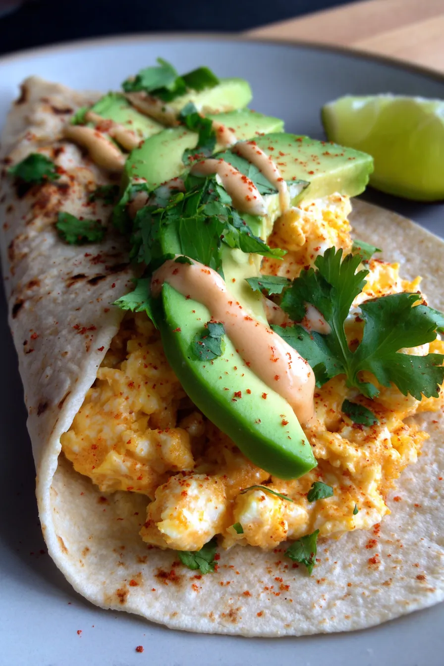 5-Minute Breakfast Wrap with Eggs-plated-sideview