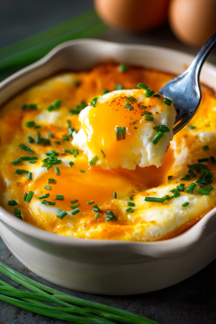 Baked Cottage Cheese Eggs-texture-creamy-closeup