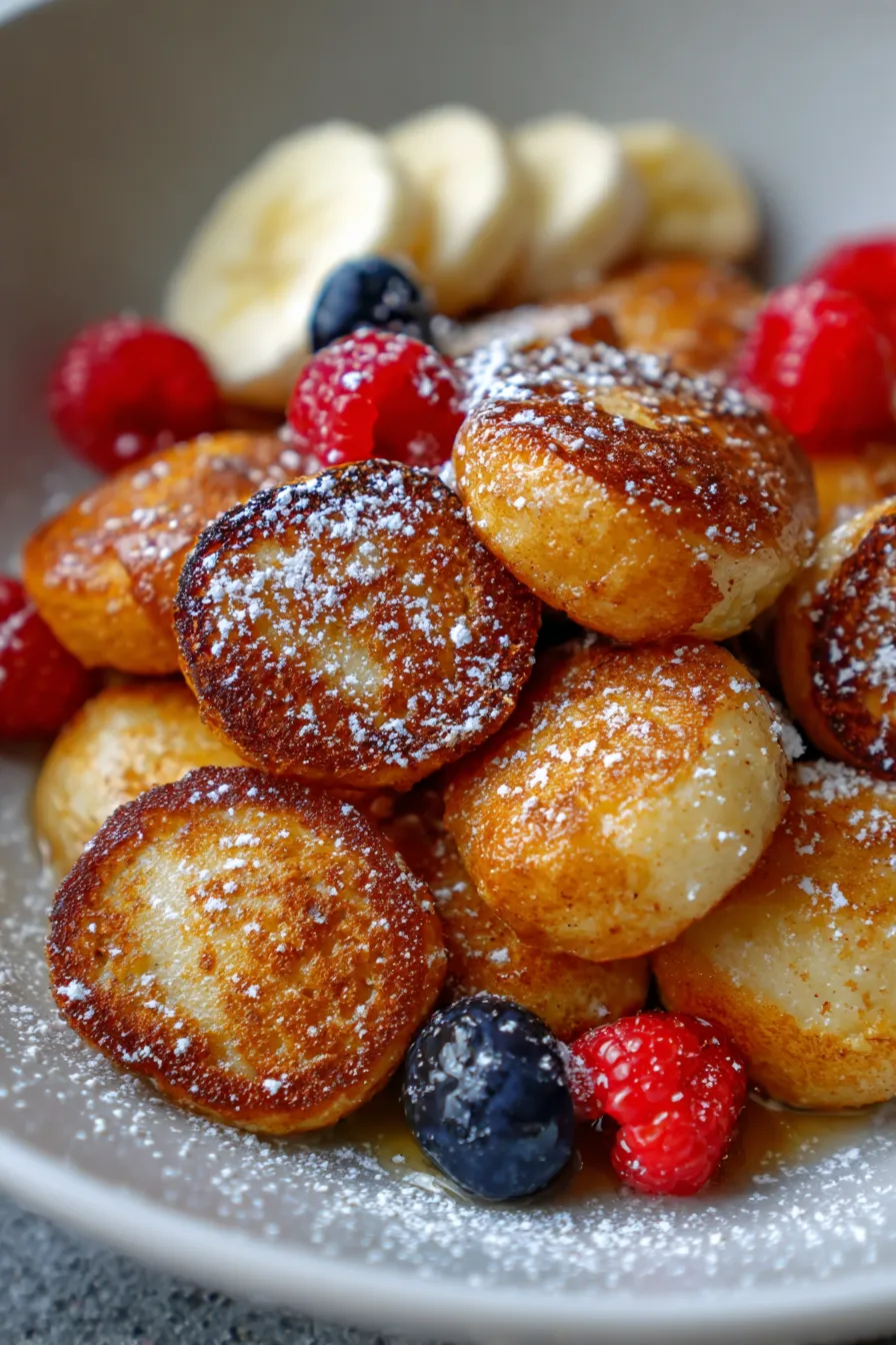 Banana Pancake Bites with syrup
