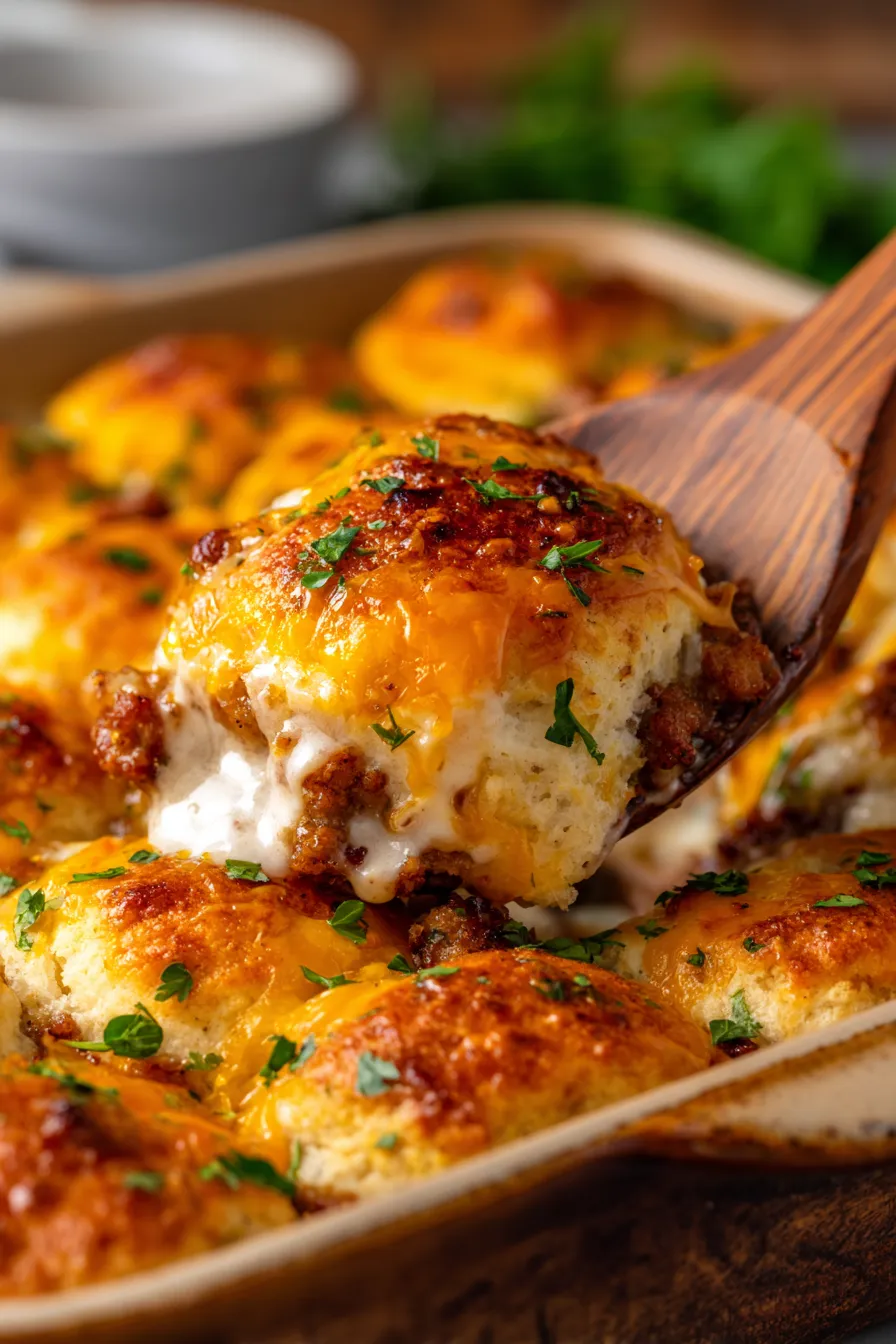 Biscuit and Gravy Breakfast Casserole-ingredients-assembly