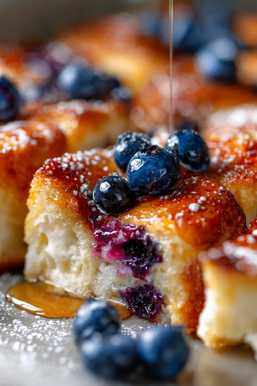 Blueberry French Toast Casserole-golden-texture