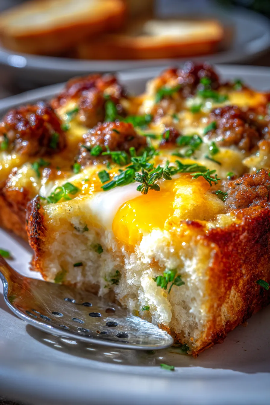 Breakfast Casserole-freshly baked-overhead