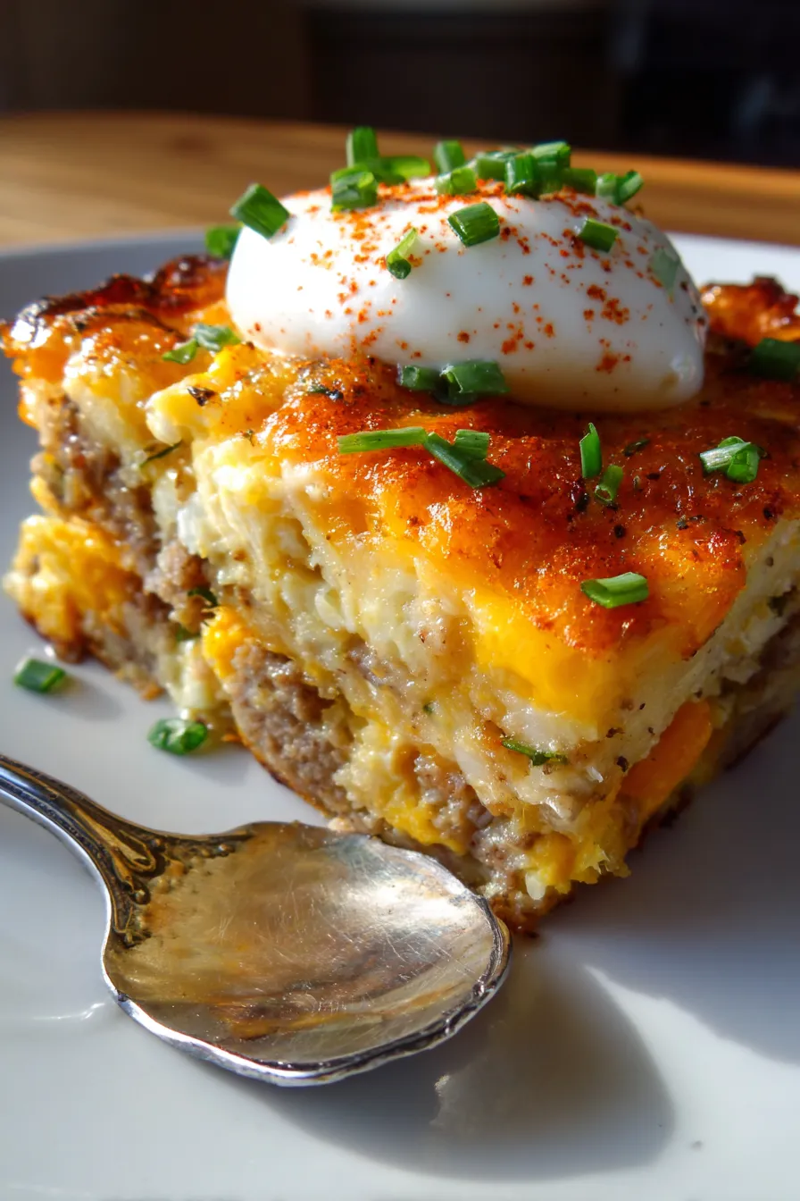 breakfast egg bake serving spoon