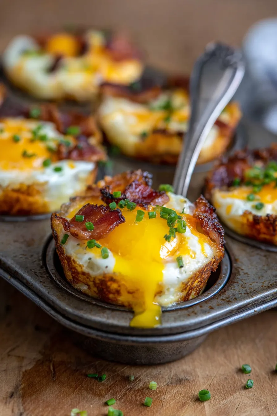 Breakfast Egg Cups with Bacon-closeup-texture