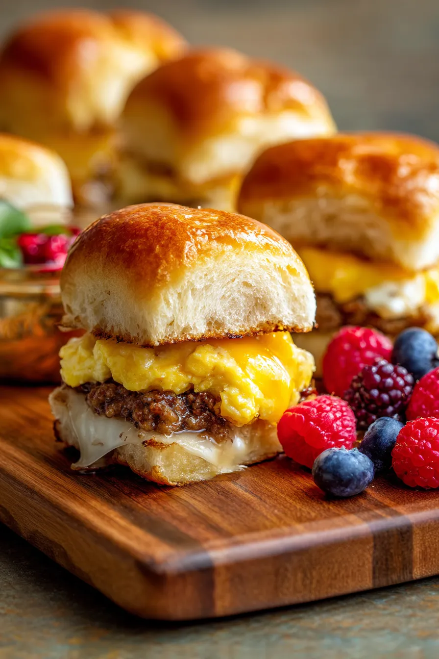 Breakfast Sliders for Busy Mornings-baked-closeup