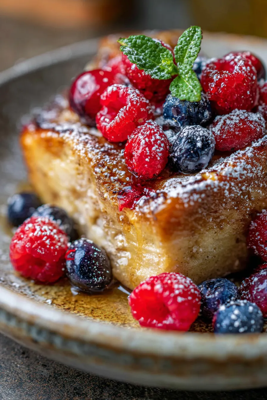 Brioche French Toast Casserole with berries