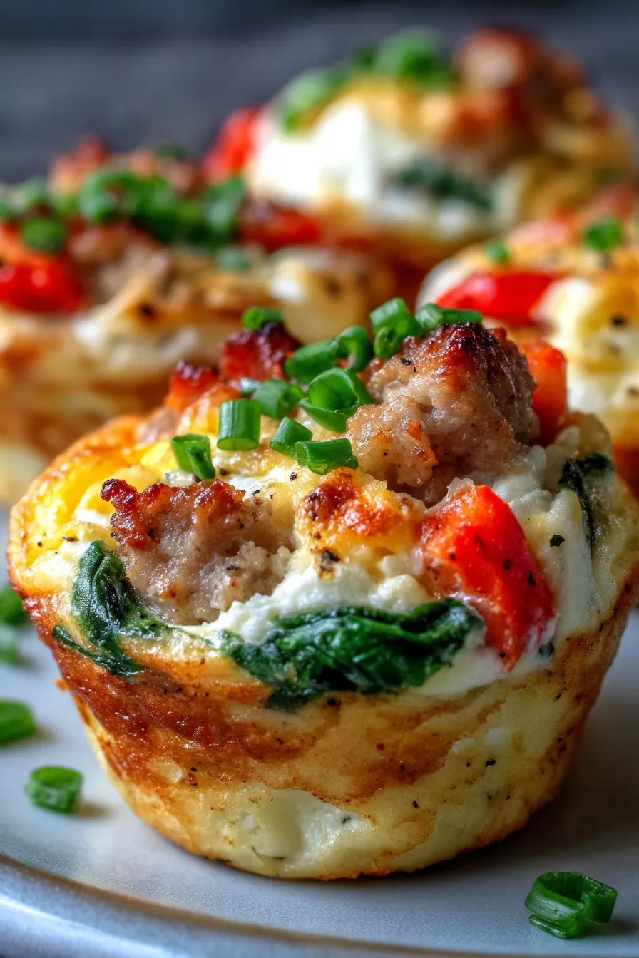 Cottage Cheese Breakfast Cups-spinach-egg-close-up