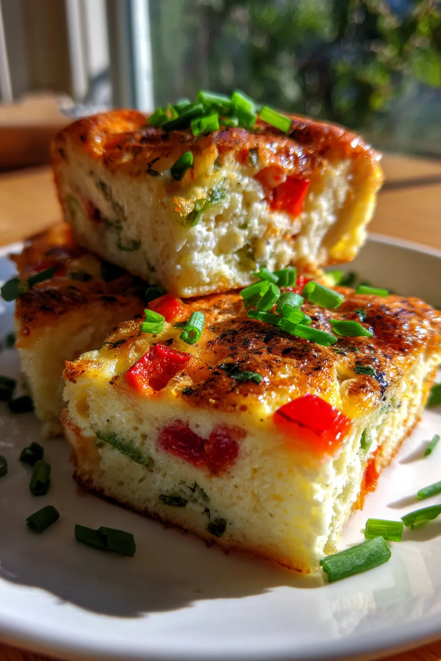 Cottage Cheese Egg Bake (High Protein & Make Ahead)-sliced-texture-closeup