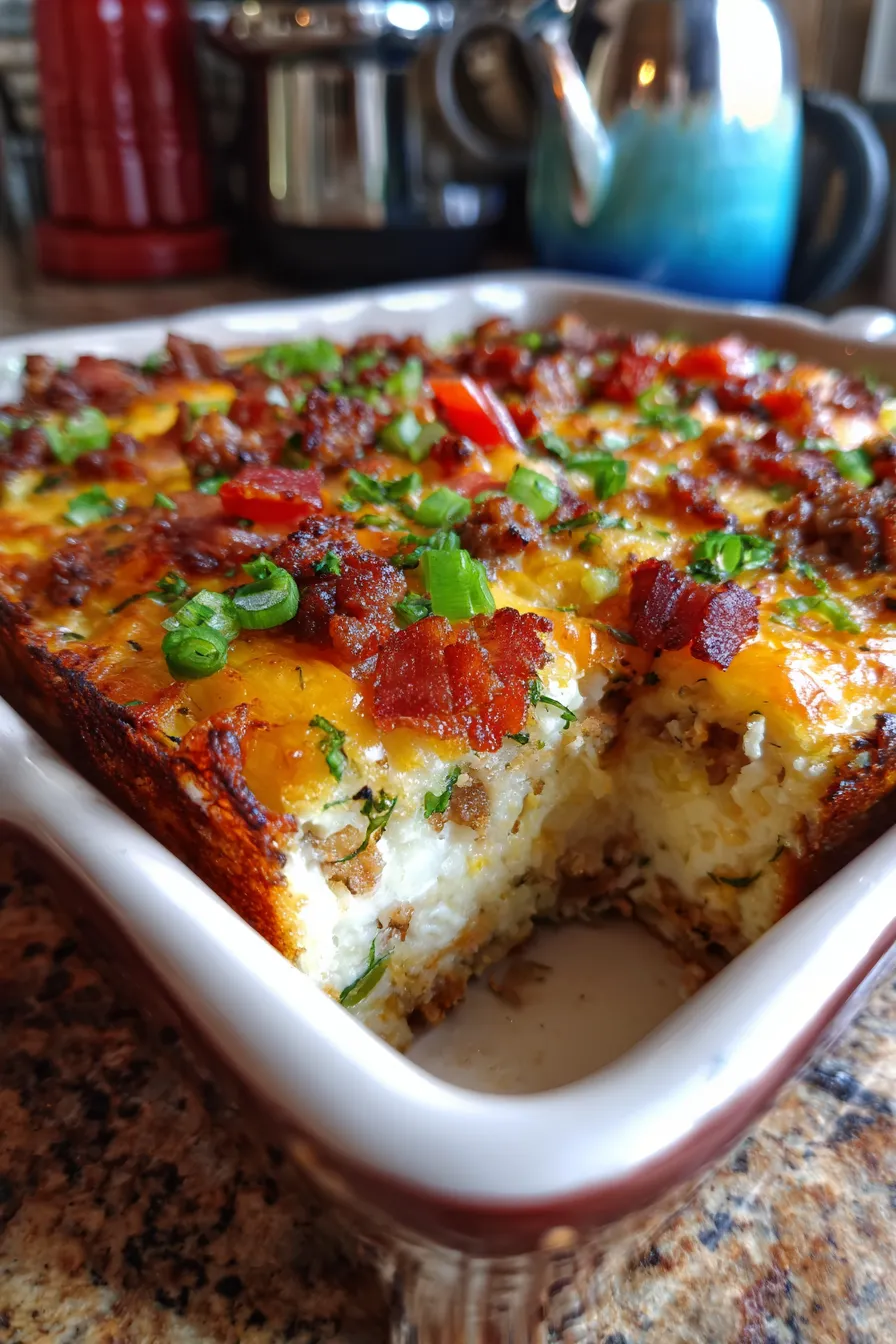 Cracked Out Breakfast Casserole-scooped-closeup