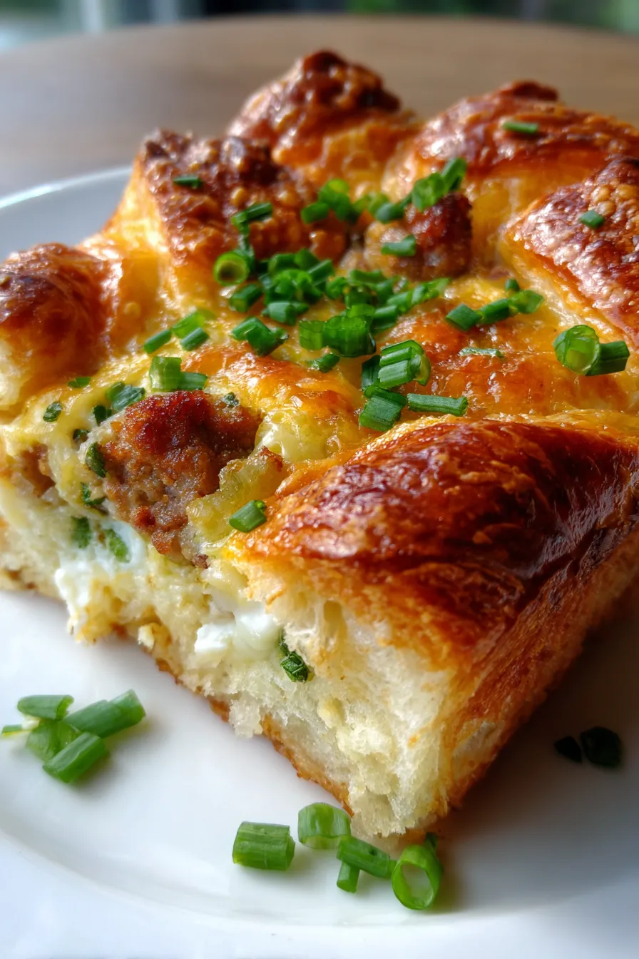 Croissant Breakfast Casserole-ingredients-assembly