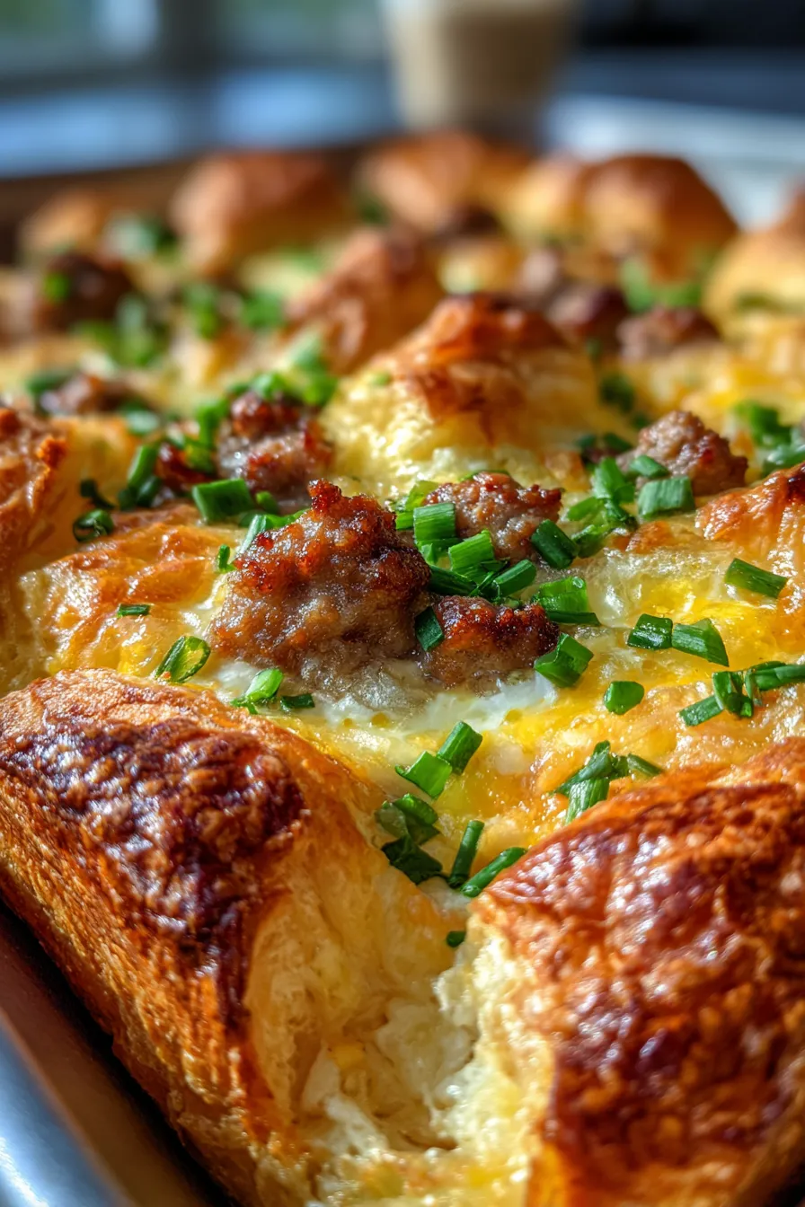 Croissant Breakfast Casserole-slice-fork