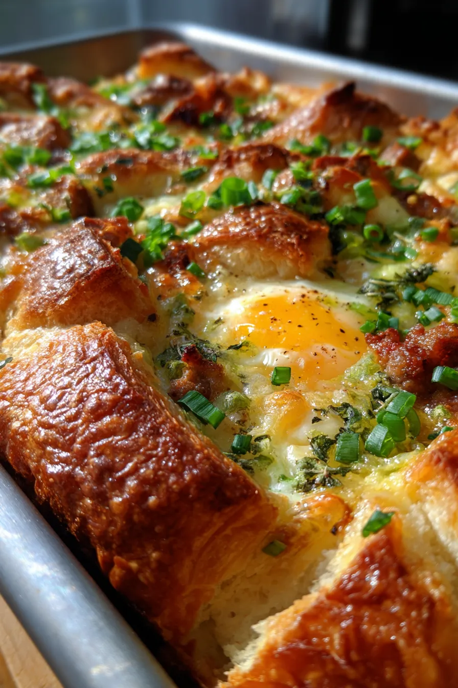 Croissant Breakfast Casserole-texture-closeup