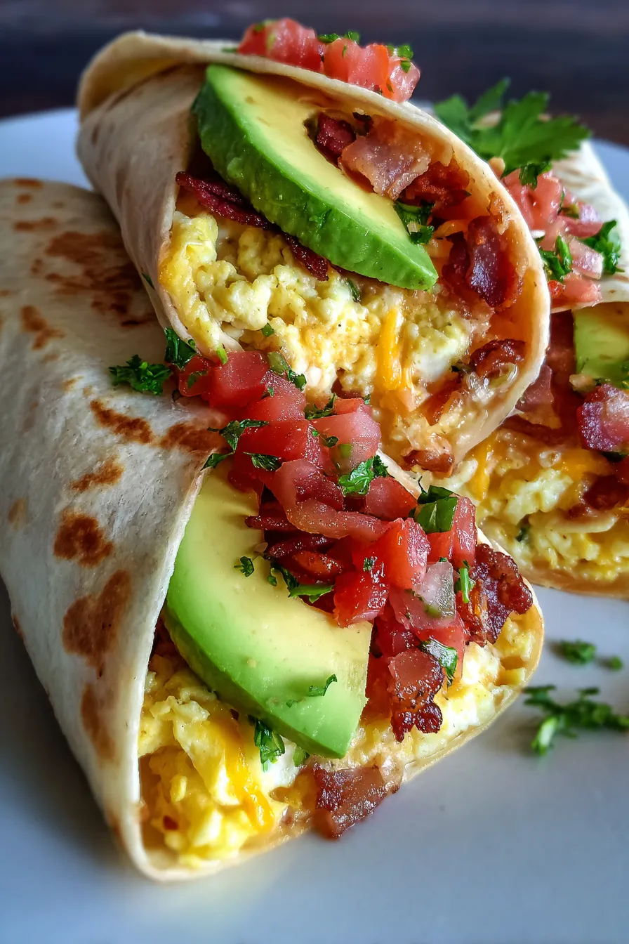 Easy Breakfast Wraps with Eggs - cross-section texture