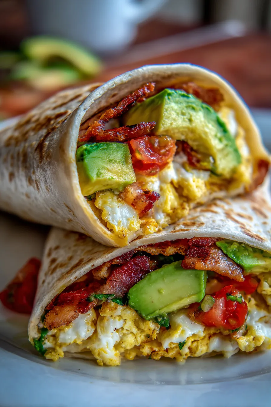 Easy Breakfast Wraps with Eggs - handheld close-up