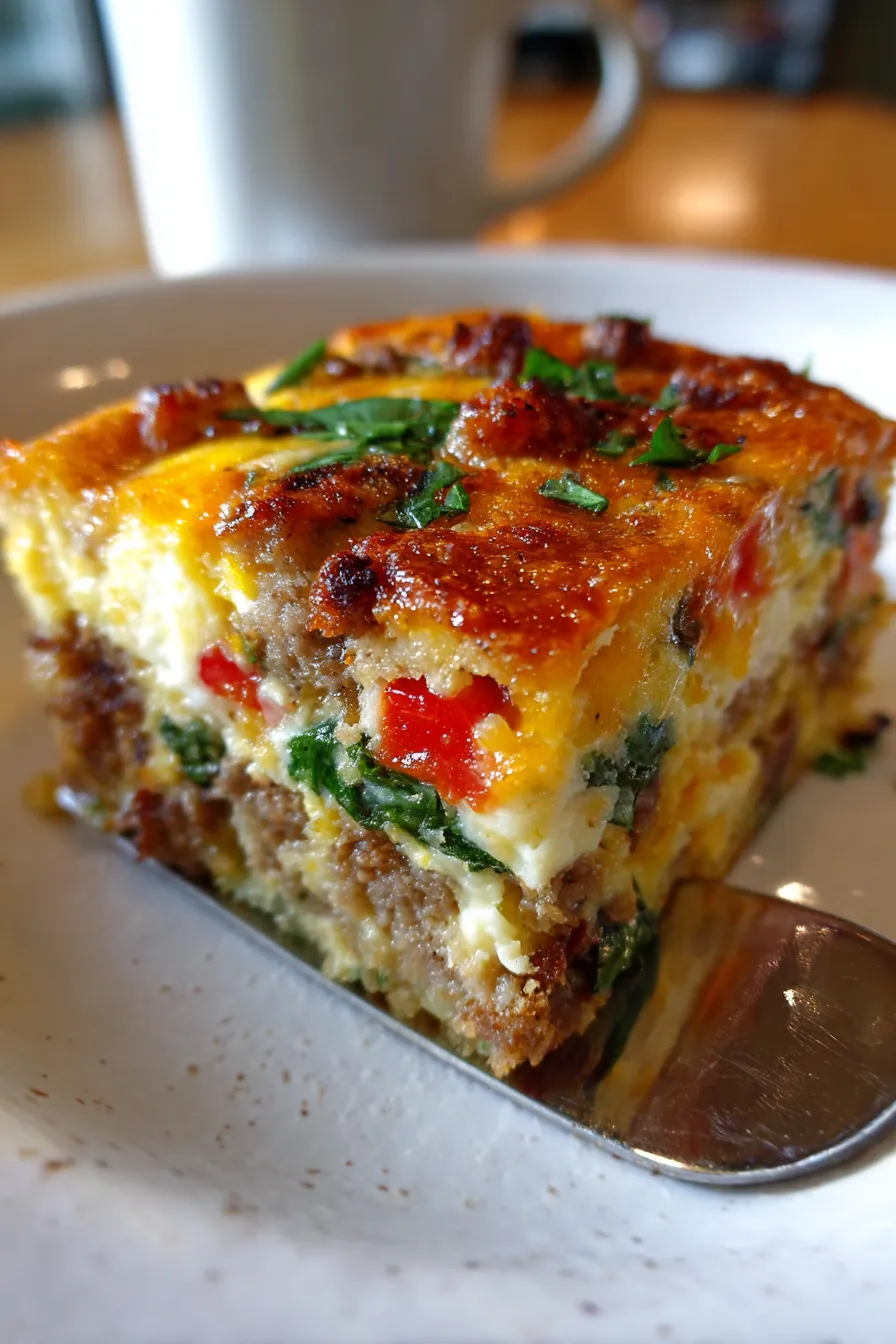 Egg Casserole-fluffy texture-closeup