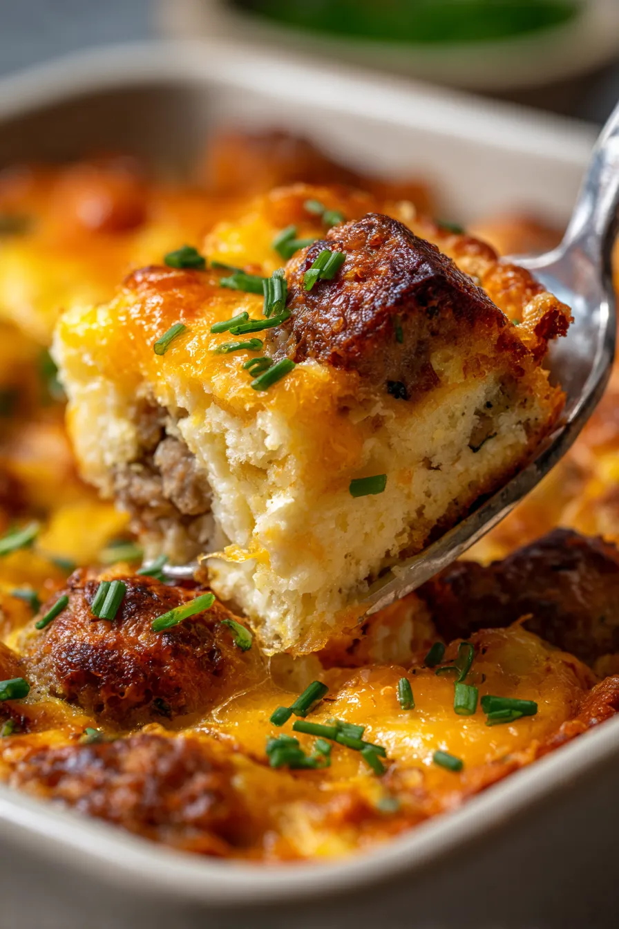 Family-Favorite Breakfast Casserole with Eggs and Cheese-sliced-fluffy texture