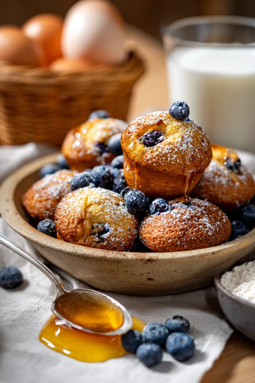 Fluffy Pancake Muffins-stack-berries