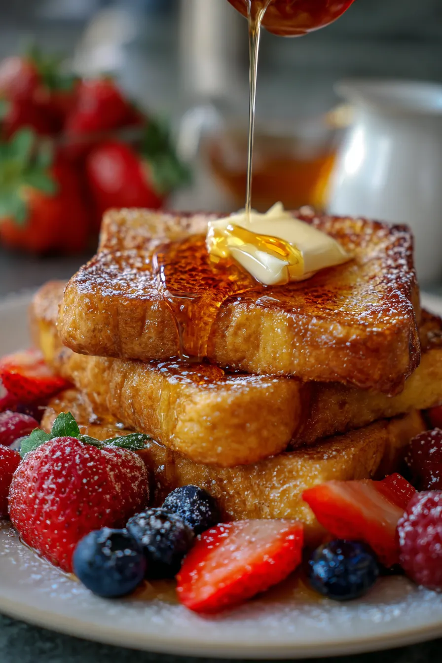 Golden French Toast with Maple Syrup-drizzle-action