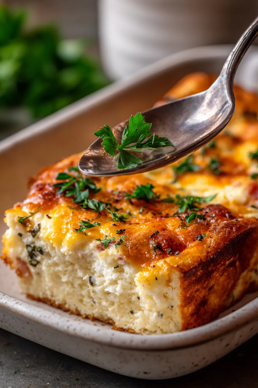 Ham Egg and Cheese Breakfast Casserole-goldenbrown-top
