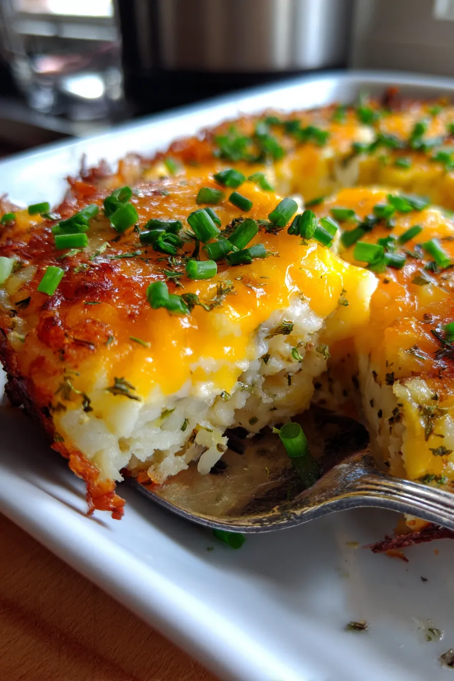 Hash Brown Egg Casserole-overhead shot-brunch spread