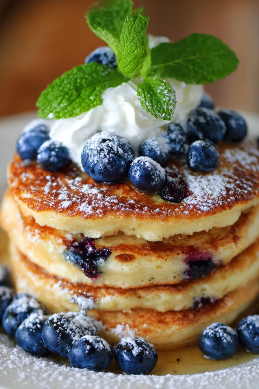 Homemade Blueberry Pancakes - close-up texture