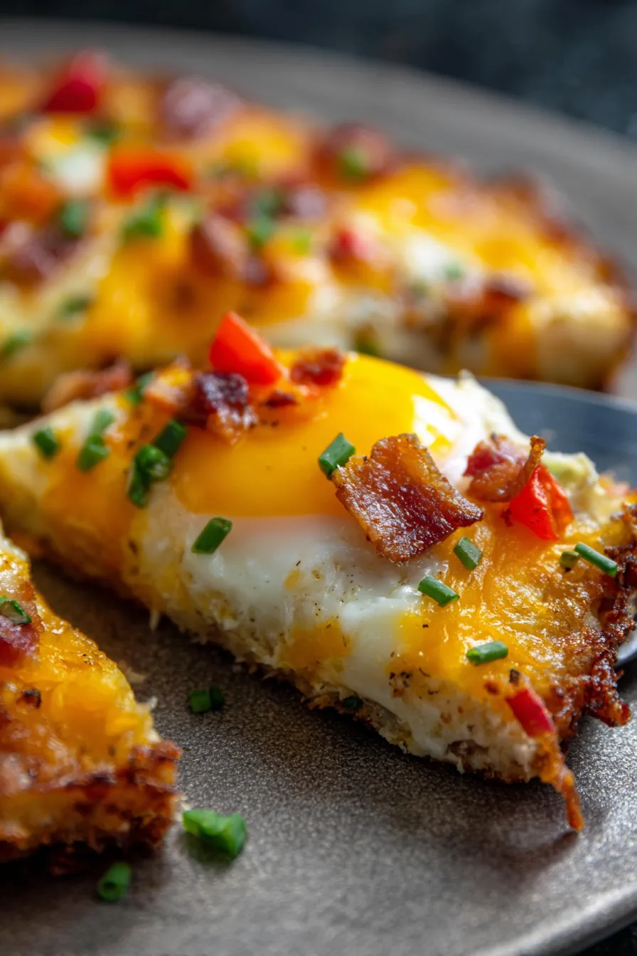 Make-Ahead Breakfast Pizza - vibrant toppings - fresh herbs