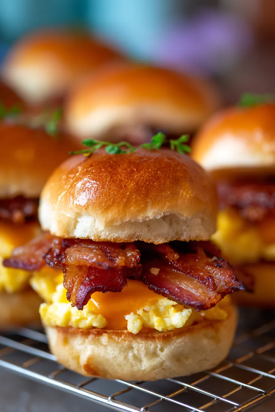 Make-Ahead Breakfast Sliders with Bacon and Eggs-golden-brown-texture