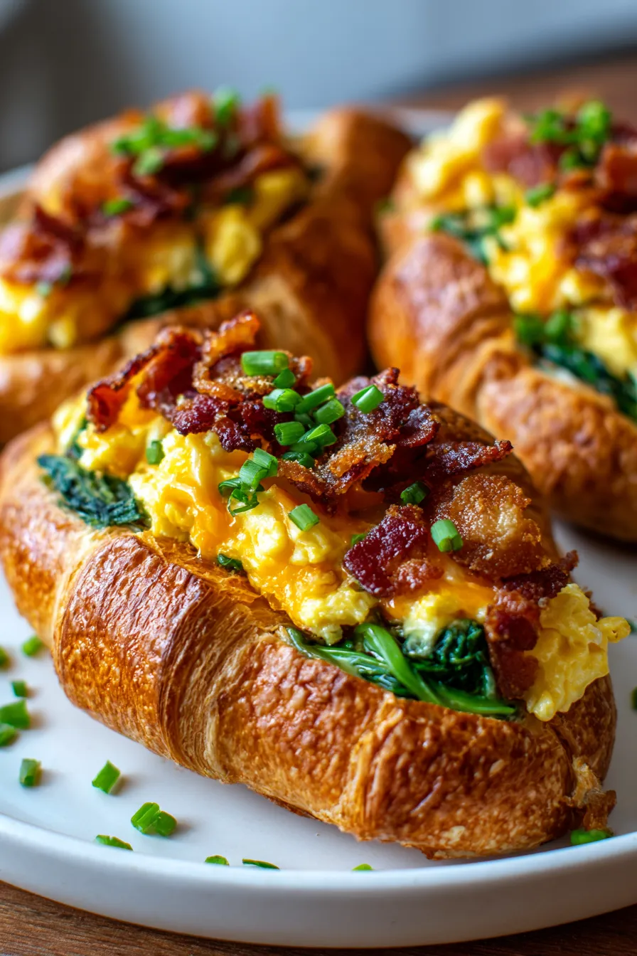 Make-Ahead Croissant Breakfast Boats-ingredients-flatlay