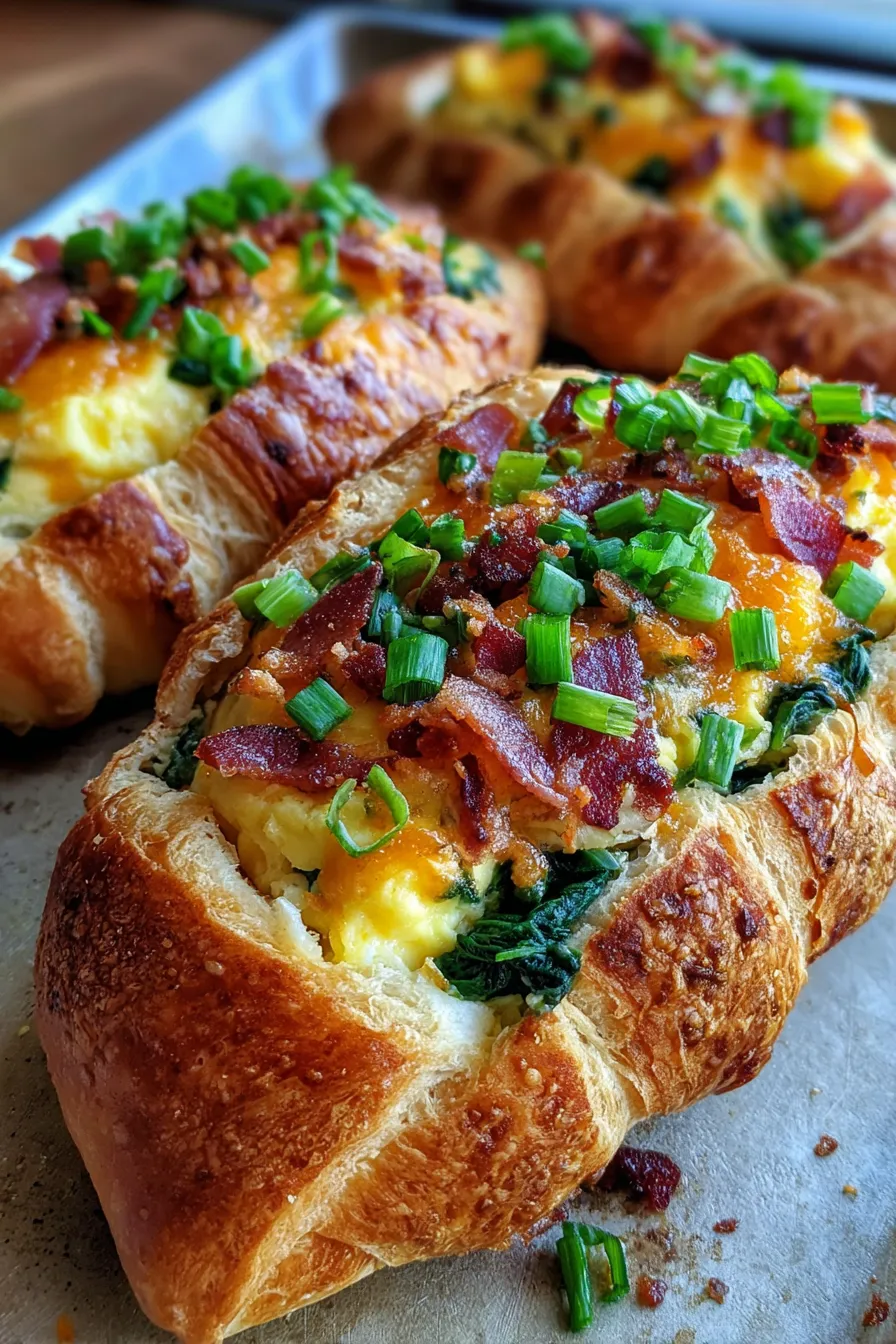 Make-Ahead Croissant Breakfast Boats-texture-closeup