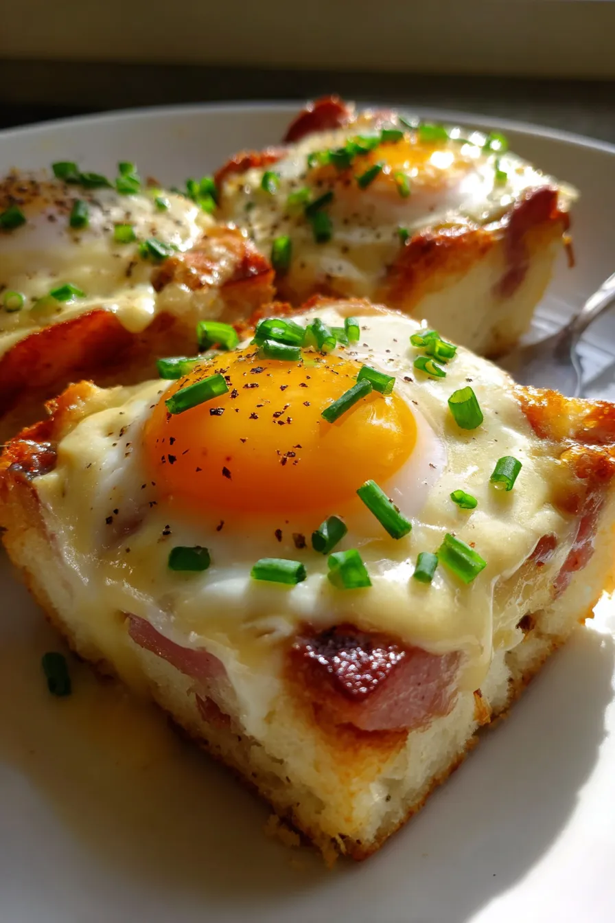 Overnight Eggs Benedict Casserole-serving-spoonful