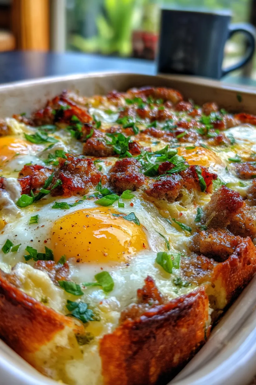 Overnight Sausage Pancake Breakfast Casserole-warm-golden