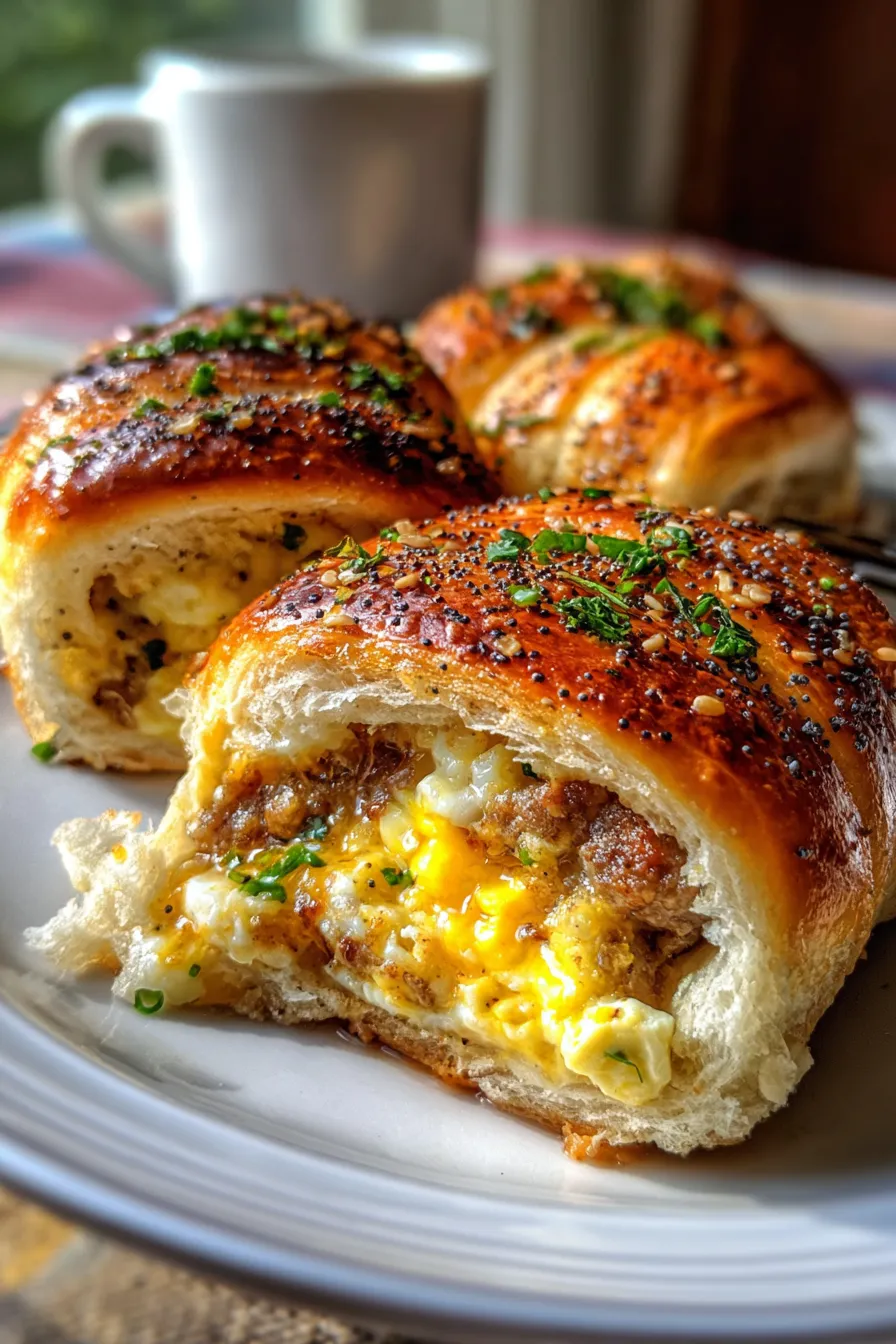 Sausage Egg and Cheese Breakfast Rolls-cross-section-fluffy