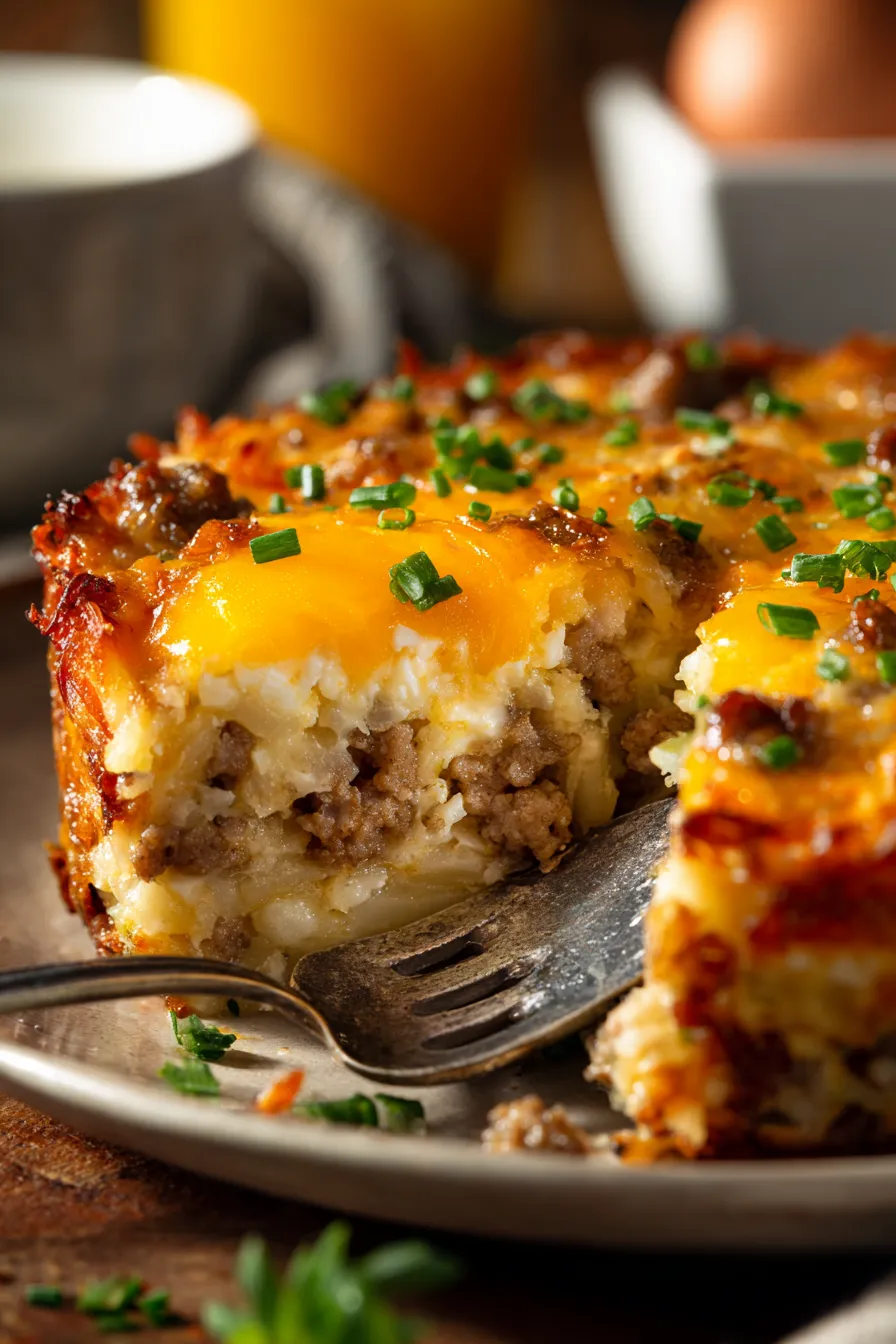 Sausage Hash Brown Breakfast Casserole (Make Ahead)-ingredients-layered
