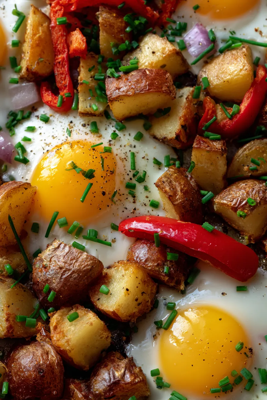 Sheet Pan Brunch Eggs with Potatoes-texture-closeup