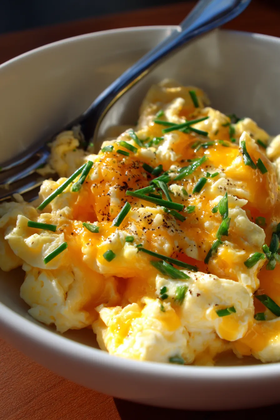 Simple Brunch Scrambled Eggs with Cheese-ingredients-prep-bowl-eggs