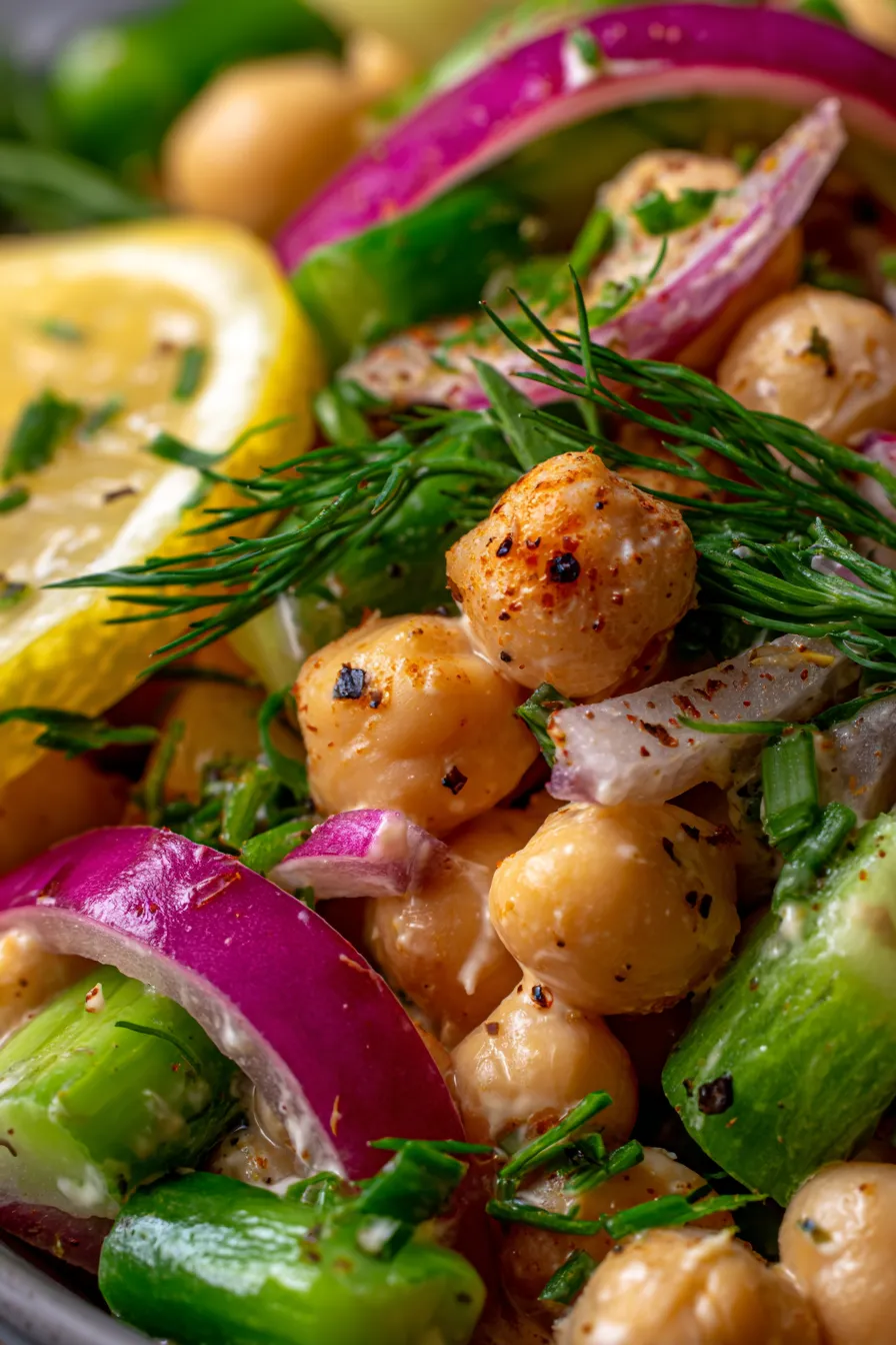 10-Minute Chickpea Salad | Healthy Breakfast-texture-closeup