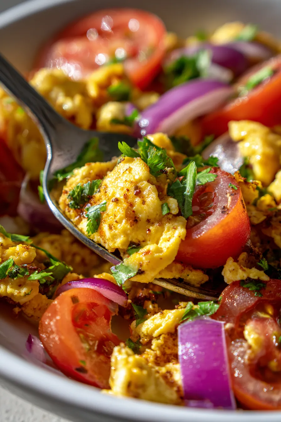 10-Minute Masala Egg Scramble Indian Recipes | Breakfast Casserole-ingredients-arrangement