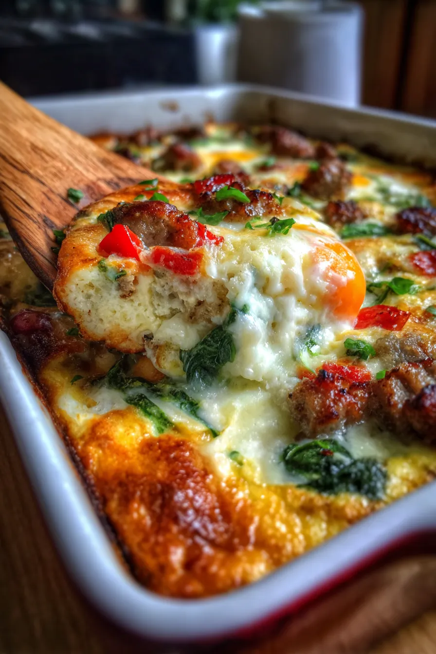 10-Minute Protein Packed Egg Bake Breakfast Casserole-served-side view