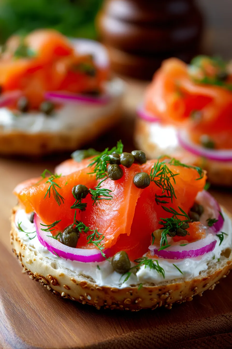 10-Minute Smoked Salmon Bagel | Healthy Breakfast-closeup-texture-vibrant