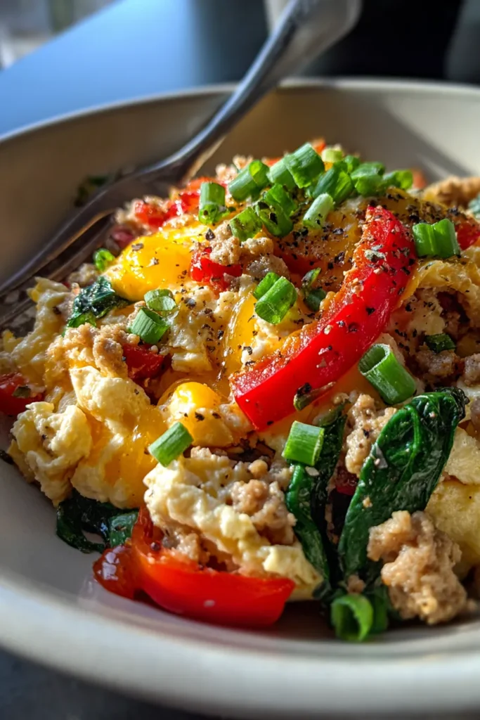 10-Minute Turkey Sausage Scramble | High-Protein Breakfast