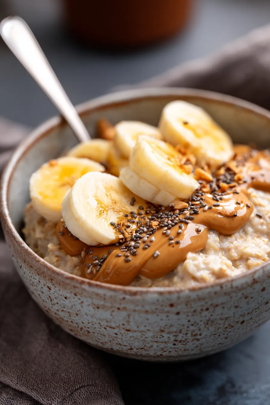 5-Minute Peanut Butter Oats | High Protein Breakfast - texture - closeup