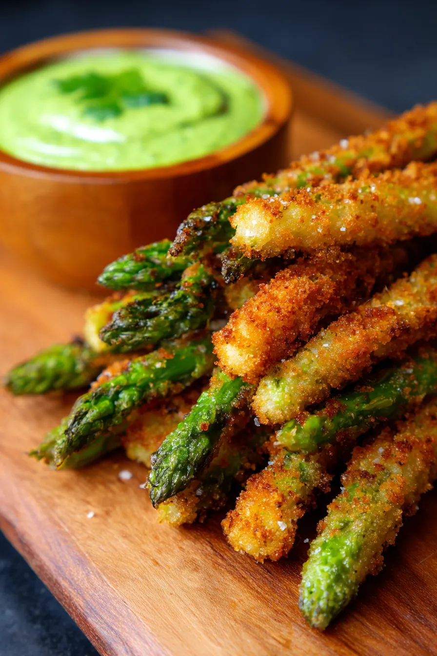 Asparagus Fries - with dipping sauce - vibrant green