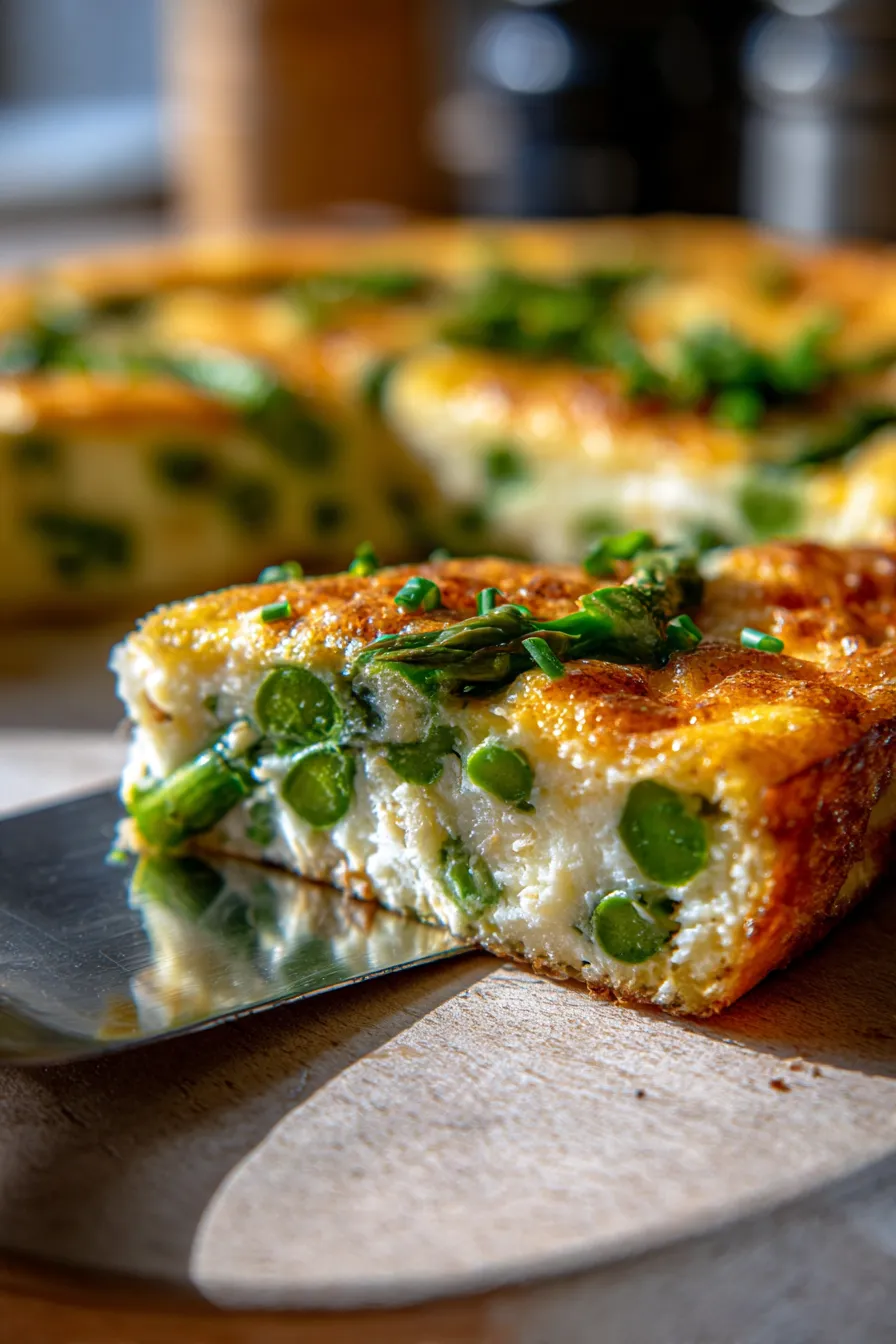 asparagus frittata texture closeup slice