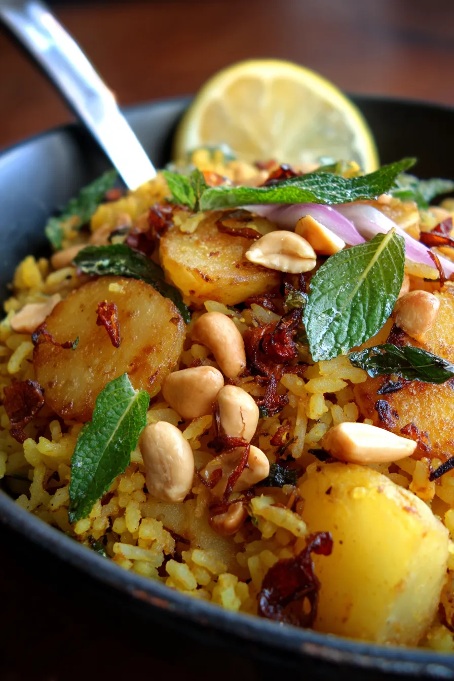 Authentic Indian Poha - fresh ingredients - cooking process